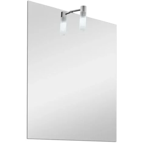 Specchio bagno 50x60 cm reversibile con luce LED in vetro satinato