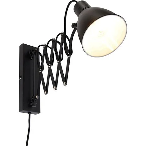 QAZQA Applique con braccio girevole merle - Industriale - Acciaio - Nero - Oblungo Max. 1 x Watt
