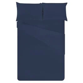 Completo letto matrimoniale in cotone, blu, Sibilla