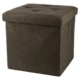 Pouf contenitore multiuso effetto teddy, verde, Sibilla