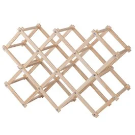 Portabottiglie pieghevole, 10 bottiglie, legno di Pino, SìChef