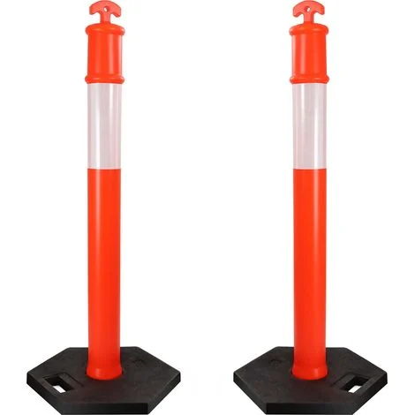Wiltec Paletti delimitatori catarifrangenti 110 cm con base ottagonale, 2 pali segnaletici stradali