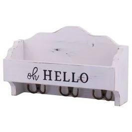 Portachiavi da parete 3 ganci con ripiano portalettere in legno MDF, Sibilla