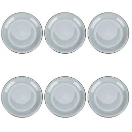 Set 6 piatti frutta in gres dipinto a mano, verde salvia, 4 Toni
