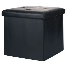 Pouf contenitore multiuso 38x38xh.38 cm, nero, Sibilla
