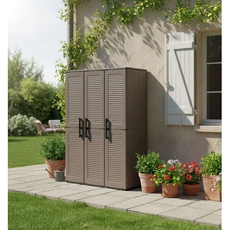 Armadio da Esterno - 3 Ripiani Apertura Battente, Grigio, -, 102x37x163h cm Shenzhen