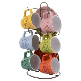 Set 6 tazzine 100 ml con piattino e stand, More Amor