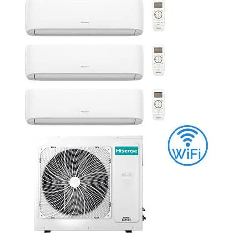 Climatizzatore Condizionatore Hisense Hi Comfort Wifi R32 Trial Split Inverter 7000 + 9000 + 12000 BTU con U.E. 3AMW62U4RJC Classe A++/A+