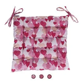 Cuscino sedia 40x40 cm con laccetti, Cuori Sibilla
