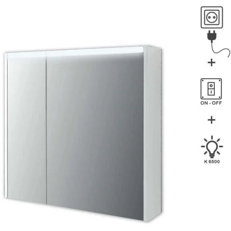 Specchio 2 ante illuminazione led Made in Italy 84218 Bianco Opaco
