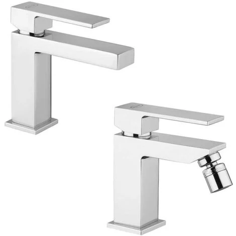 Coppia rubinetti lavabo e bidet modello Twinkle Jacuzzi Rubinetteria per piletta click clack