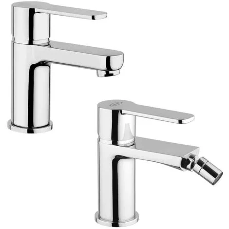 Set miscelatori lavabo + bidet Jacuzzirubinetteria Eolo ottone cromato per piletta click clack