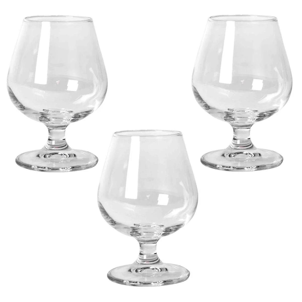 Bicchieri Vetro Set pz.3 Cognac ml.250