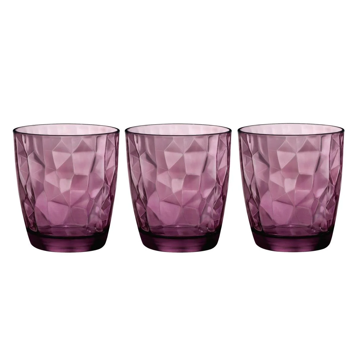 Bicchieri Vetro Set pz.3 Acqua Diamond Rosa ml.305