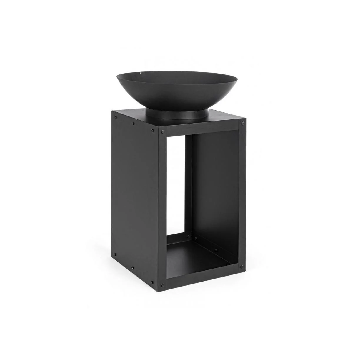 Braciere Metallo con Porta Legna Efesto Nero cm.50x75