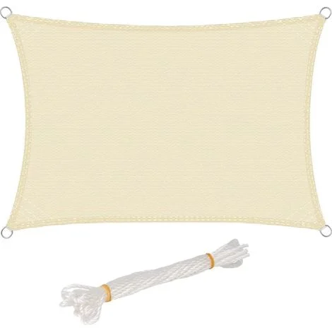 Vela ombreggiante quadrata 4x4 m in HDPE traspirante, telo ombreggiante con protezione solare, 85% di protezione UV, resistente al vento, per giardino, patio, campeggio, colore crema