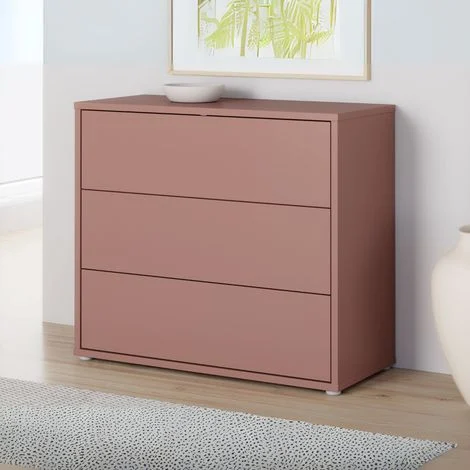 Cassettiera 3 cassetti colore terracotta 95x41.5x83 Medea