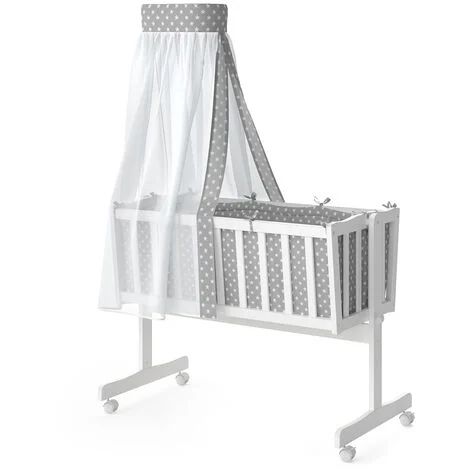 Lettino per bambini Noah, Bianco, 40x90 con felpa con cappuccio, Vitalispa