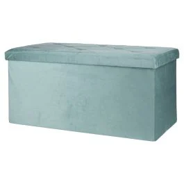 Panca contenitore multiuso effetto velluto 76x38x38 cm, verde salvia, Sibilla