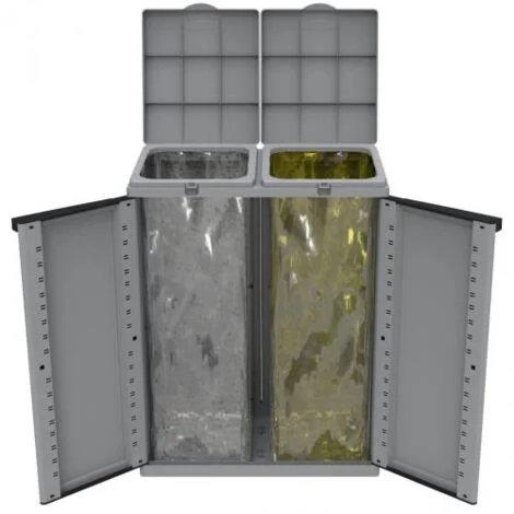 Contenitori per raccolta differeziata Terry Ecocab Grigio 2 Posti Lt. 110X2