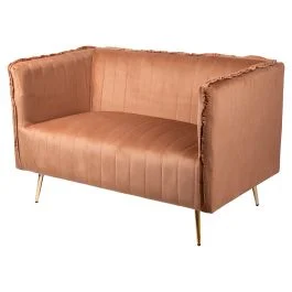 Divano vintage 2 posti 126x75x82 cm, cammello, Sibilla
