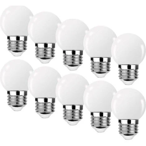 Lampadina LED E27 3W G45, lampadina LED da 3W, mini globo a sfera E27 G45, luce bianca calda, angolo del fascio luminoso di 360°, non dimmerabile, confezione da 10 [Classe energetica G]