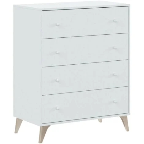 Cassettiera Aquilea, Settimanale a 4 cassetti, Mobile Comò per camera da letto, Comò moderno, 78x40h95 cm, Bianco