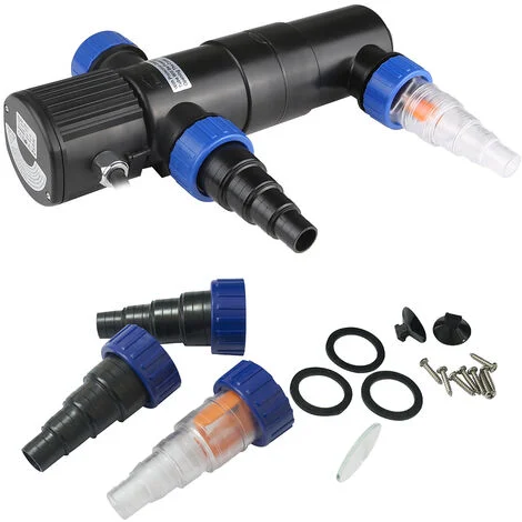 GARDEBRUK® Depuratore per laghetti da giardino 11 Watt cavo 5m 3 adattatori purificatore idrico sterilizzatore distruttore di alghe
