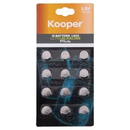 Set 12 batterie a bottone LR44 1,5V, Kooper