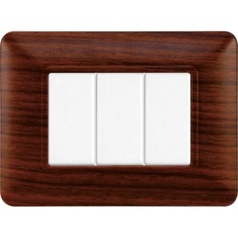 Placca compatibile Bticino Matix 3 moduli plastica colore radica