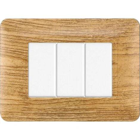 Placca compatibile Bticino Matix 3 moduli plastica colore legno scuro