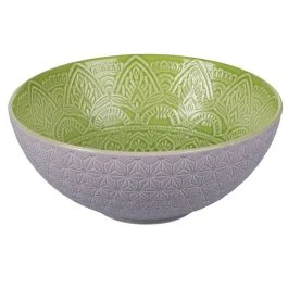 Insalatiera Ø25 cm in gres smaltato, grigio e verde, Baku