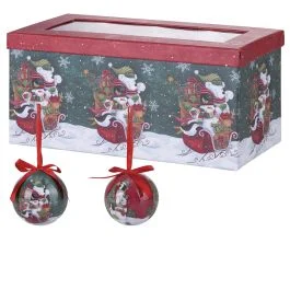 Set 12 palle di Natale Ø  7,5 cm, decoro personaggi natalizi, Santa's House