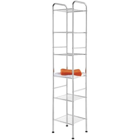 Scaffale portaoggetti a 6 ripiani H 170 cm design moderno in acciaio cromo