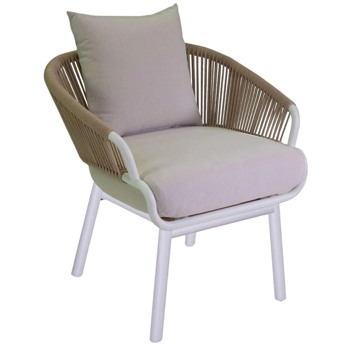 Poltrona Alluminio Honolulu Bianco c/Cuscini Crema cm.62x67,5xh80