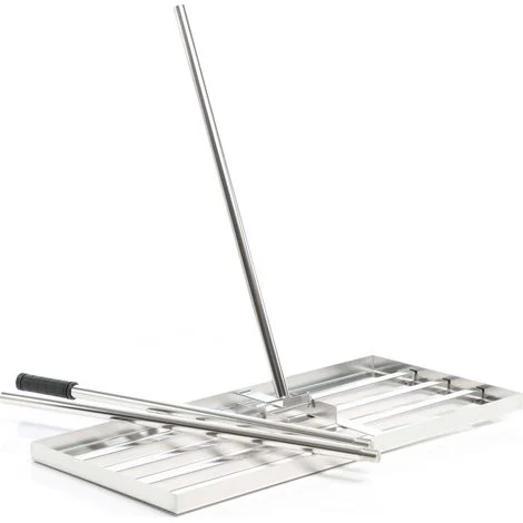 Wiltec Rastrello livellante in acciaio inox con manico incl. Taglia L Livellatore prato Livellamento