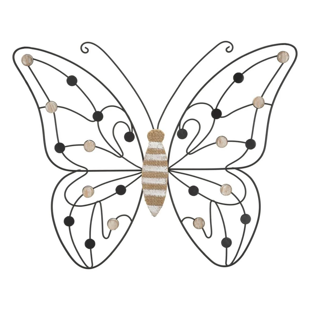 Quadro Pannello In Ferro E Legno Butterfly cm.39,5x1,5x33,5
