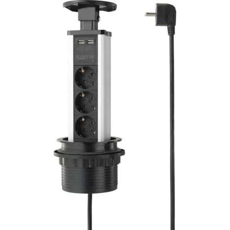 Sygonix SY-4737794 Multipresa verticale a torre Nero, Argento Schuko 1 pz.