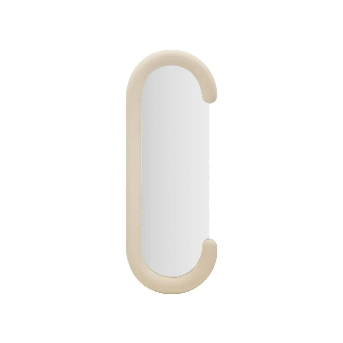 Specchio Da Muro Chantal Velluto Crema cm.60x7x160 Misura Specchio cm.45x140