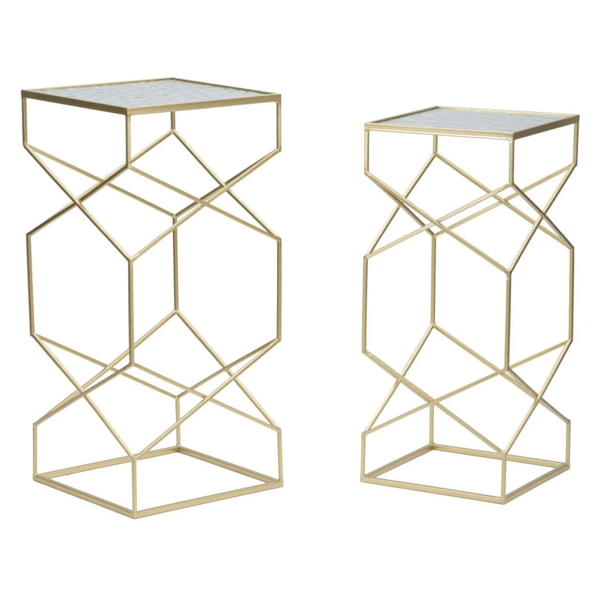 Tavolinetti Glassy Coppia cm.31,5x31,5x68-28x28x64