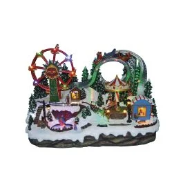 Villaggio natalizio con musica e 41 led 54x32,5x36 cm, Santa's House