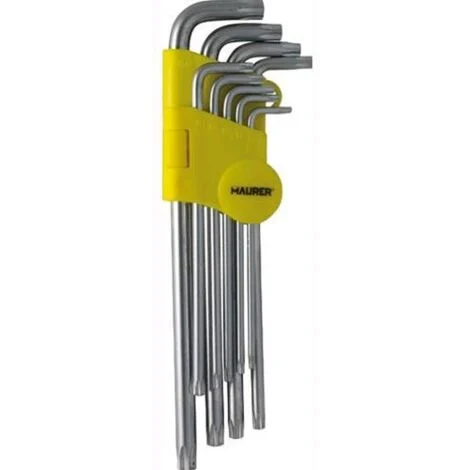 CHIAVI TORX MASCHIO LUNGHE IN SERIE MAURER 9 pz in acciaio cromo vanadio