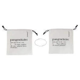 Sacchetto pangrattato in cotone con laccetto, double face, bianco, Victionary