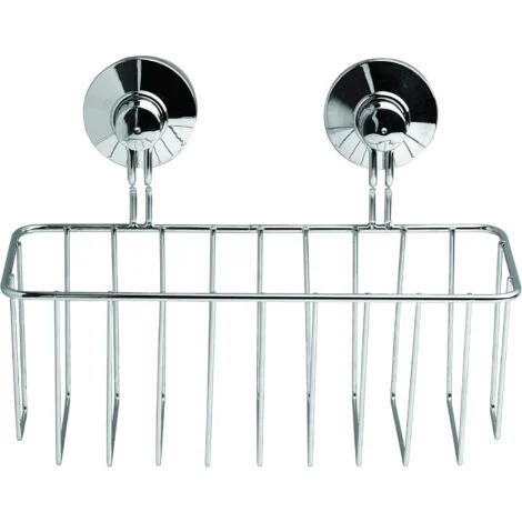 King Home MENSOLA DOCCIA CON VENTOSE A UN RIPIANO cromata con finitura a specchio 10x16,5x24h cm