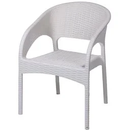 Sedia da esterno con braccioli effetto rattan, bianco, Zanzibar Esté
