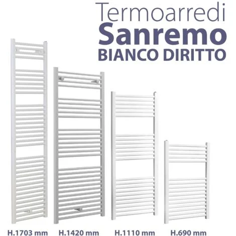 LAZZARINI Scaldasalviette Termoarredo Bianco Dritto 1110 X 500 Mm