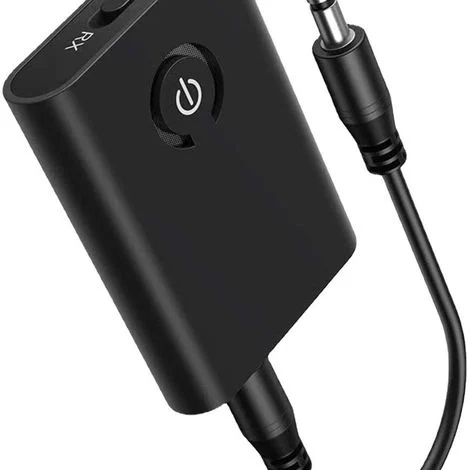 Trasmettitore ricevitore Bluetooth 5.3 per TV, adattatore Bluetooth 2 in 1 con jack AUX da 3,5 mm, AptX HD/AptX LL a bassa latenza per aereo, palestra, cuffie, home theater - Nero