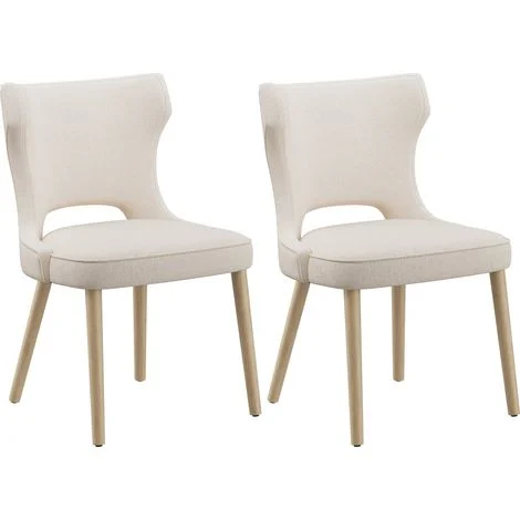 SmartueSet di 2 Sedie da Pranzo – Sedie Imbottite con Schienale Alto Stile Club, per Sala da Pranzo, Cucina e Soggiorno, Beige