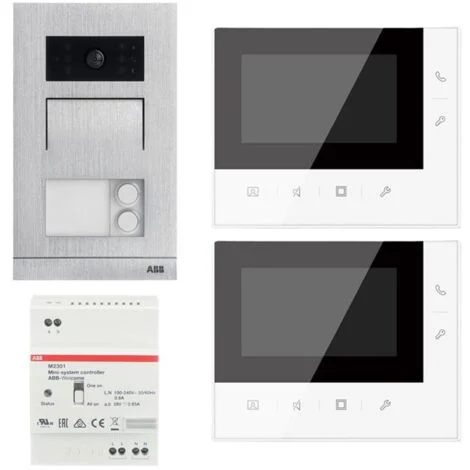 Kit Bifamiliare Videocitofono ABB con Vivavoce 4,3" pulsantiera a parete
