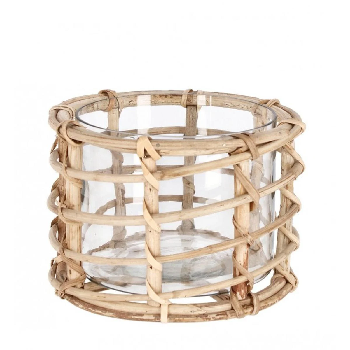 Vaso Vetro Chaman con Rattan Naturale cm.14